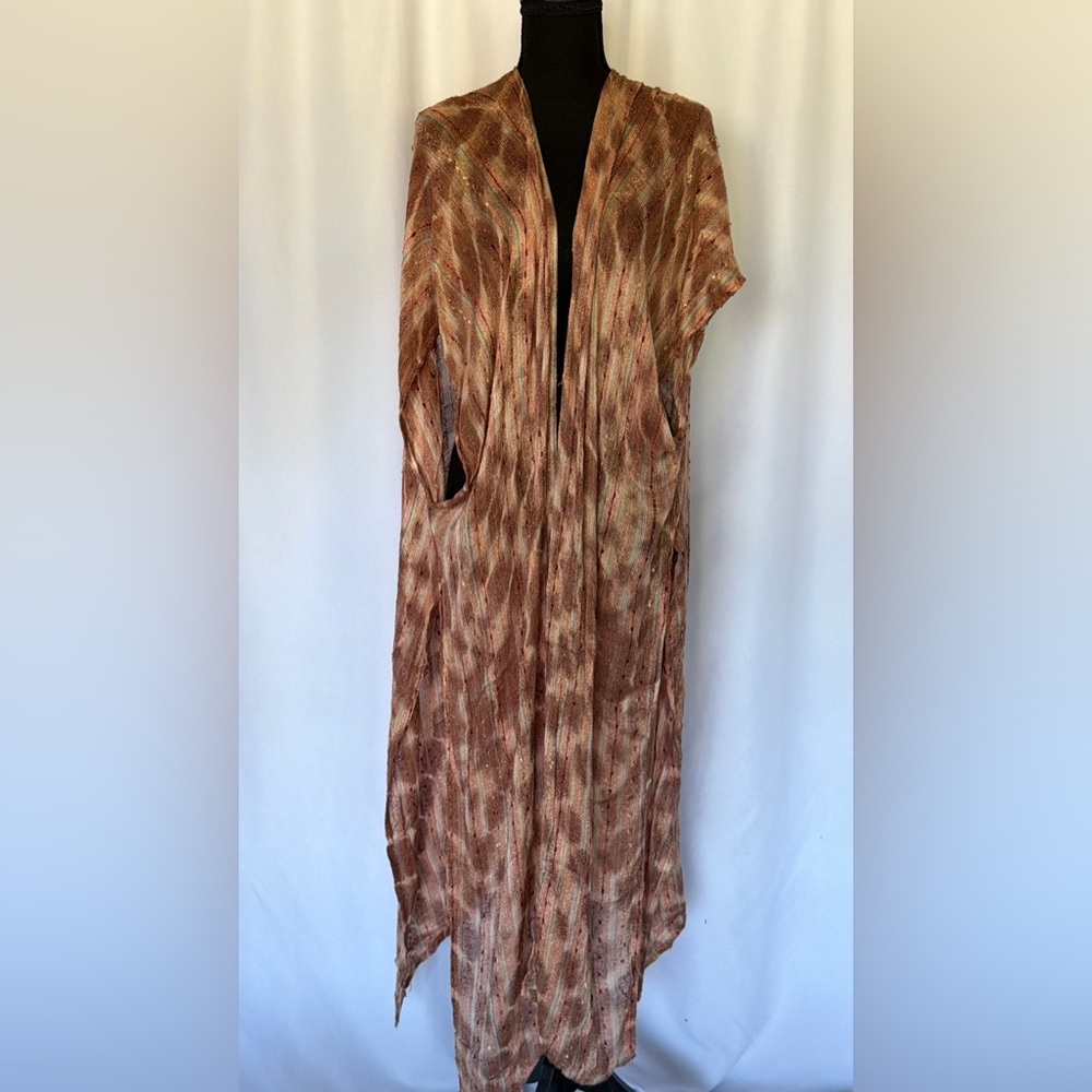 Free People brown Striped Multicolored Kimono Open Front Beach Cover Up One Size